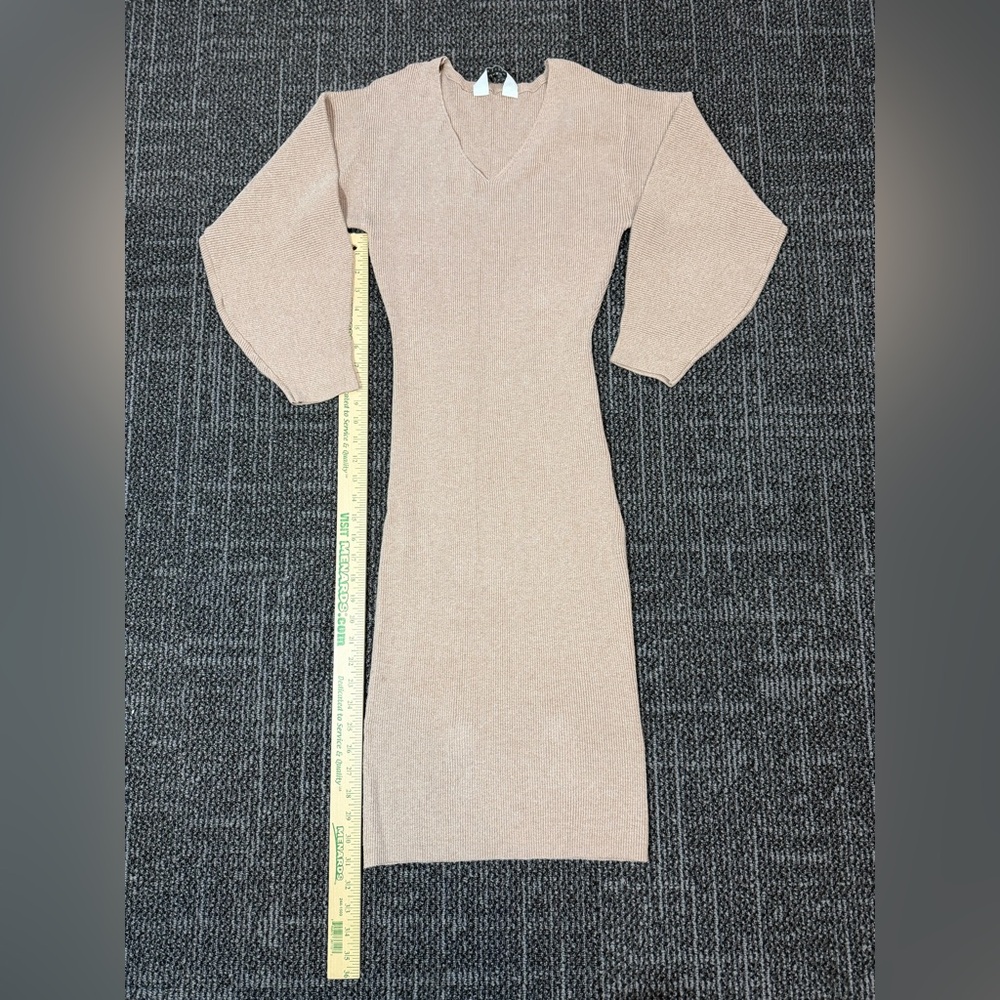 Primark Women’s Medium Camel V-Neck Knit Dress - Picture 1 of 6